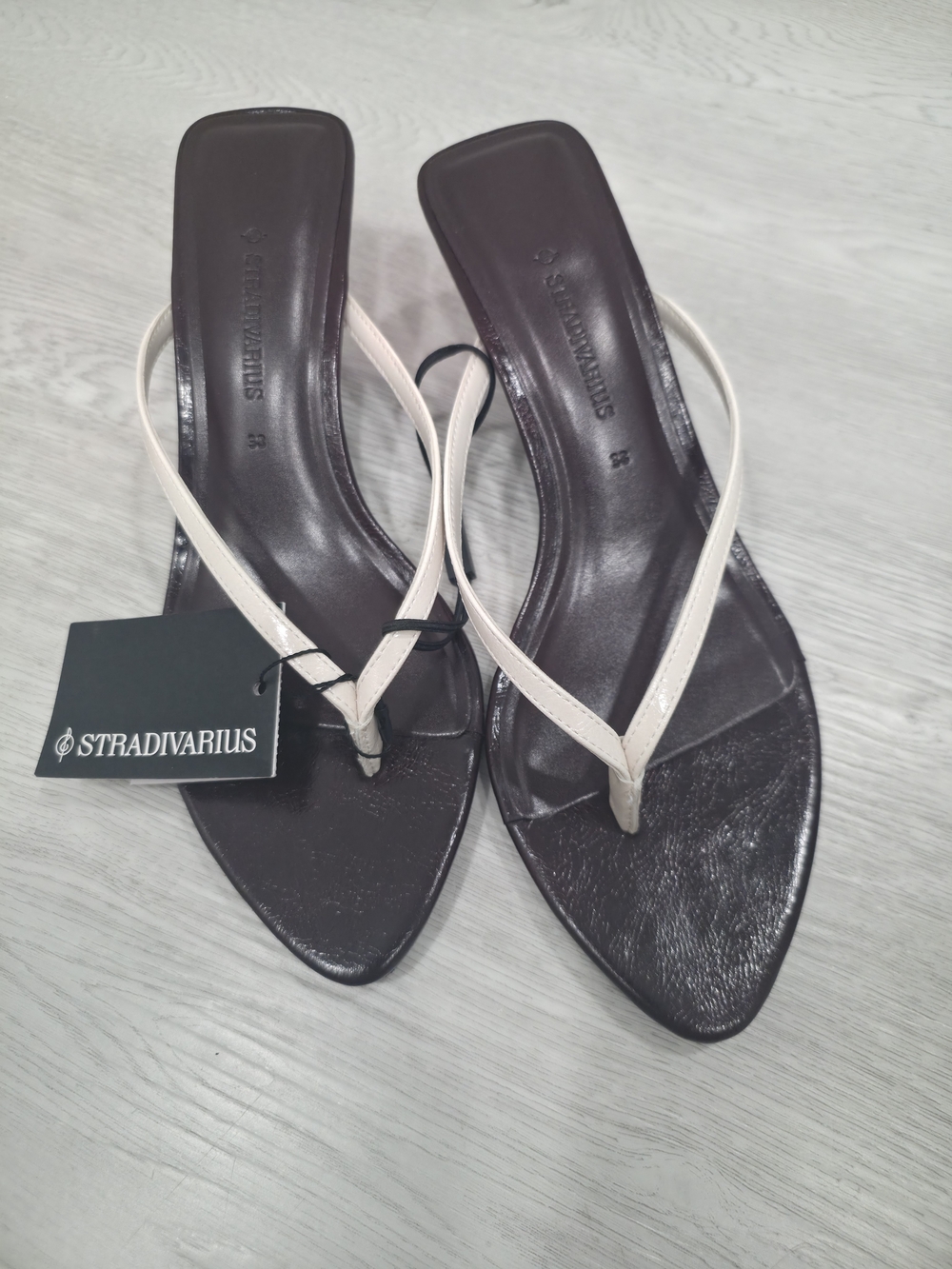 Steve Madden Brown Pointed Toe Mules with Cream Straps